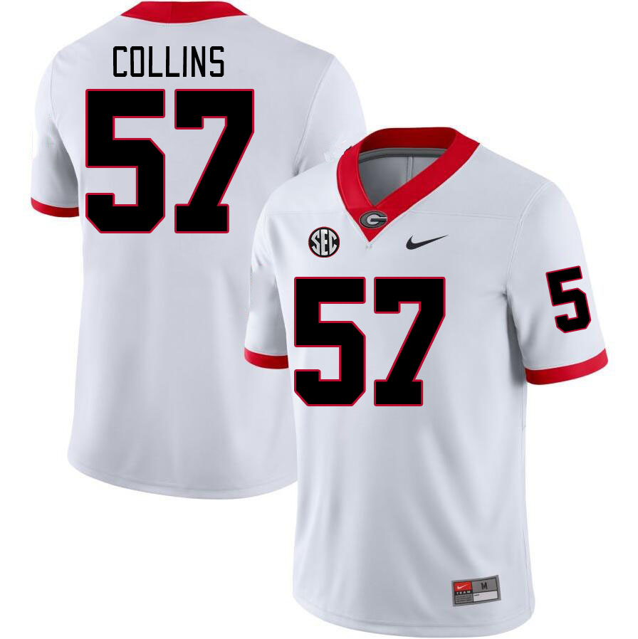 Georgia Bulldogs Men's Luke Collins #57 White Stitched College UGA Football Jersey 23VZ012VE